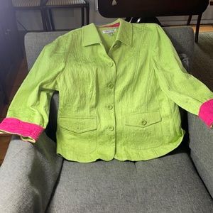 Coldwater Creek Lime Green Blazer Petite 14
